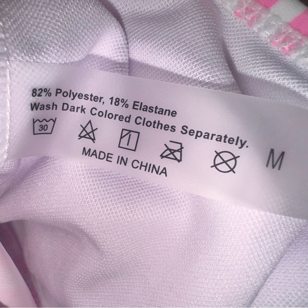 COTTON CANDY neon pink stripe high rise one shoulder bikini women’s size medium - Picture 11 of 14